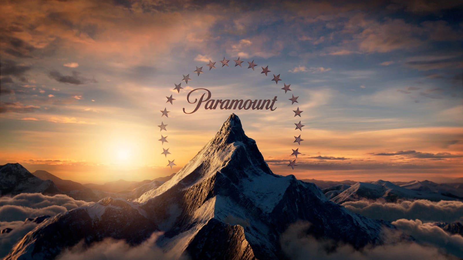 Paramount+ logo mountain sunset background